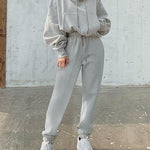 Two Piece Outfits Casual Lounge Sets Hoodied Pullover with Drawstring Tracksuit Sweatsuit