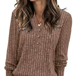 Mira ��� Soft Ribbed V-Neck Knit Top