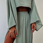Chic Slit Cotton and Linen Casual Two-piece Set