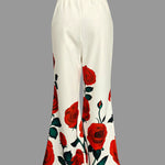 Loose Wide Leg Flower Print Casual Pants Bottoms Trousers