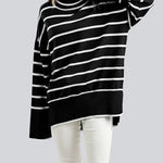 Striped Sweater Casual Turtleneck Knit Pullover Jumper Tops