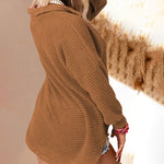 Nadorine Casual Long Sleeve Top Solid Color Lapel Loose Mid Length Shirt Jacket