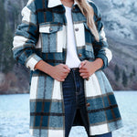 Flannel Shacket Jacket Plaid Lapel Button Down Long Sleeve Oversized Shirts with Pocket
