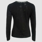 Women's Sparkle Glitter V Neck Long Sleeve Top Ruched Lace Trim Tee