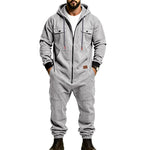 KZZ Men's Hooded Workwear Casual Street Style Jumpsuit