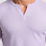 KZZ Men's Minimalist Waffle-Knit Long-Sleeve T-Shirt