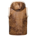 KZZ Men's Color-Block Printed Zip-Up Hooded Vest