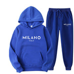 KZZ Men's Printed Hoodie and Drawstring Sweatpants Set, Menswear