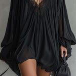 Serafina | Black Lace Chiffon Mini Dress