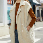 Loose Sleeveless Suit Collar Double-breasted Double-sided Velvet Jacket Vest Coats