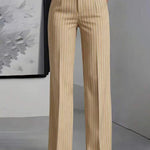 Women's High-Waisted Vertical-Striped Wide-Leg Suit Pants for Commuting