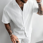 KZZ Men's Plus-Size Streetwear Two-Piece Set