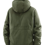 KZZ Men's winter fleece-lined hooded windbreaker