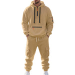 KZZ Men's Winter Fleece Lined Casual Set Long Sleeve Jacket & Pants
