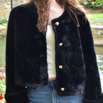 Soft Powdery Black Short Faux Fur Coat