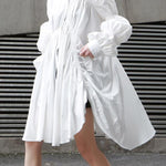 Loose Original Designed Irregular Puff Shirt Dress