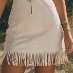 Western-style Retro V-neck Zippered Front Fringed Faux Suede Mini Dress