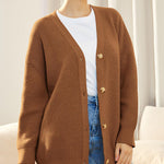 Open Front Oversized Button Lightweight Sweaters V Neck Loose Cardigans Knit Outwear