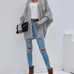 Nadorine Women's Batwing Sleeve Split Hem Open Front Cardigan