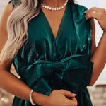 Mesmerizing Sight Satin Bow Design Pocketed Mini Dress