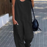 Relaxing Bay Solid Color Pocketed Casual Beach Jumpsuit