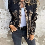 Fashionable Lapel Metal Buckle Casual Loose Jacket