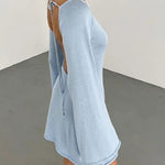 Nadorine Elegant Backless Lace-up Bell Sleeve Mini Dress for Women Casual Going Out Summer 2026