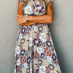 Sky Blue Floral Sleeveless Pocketed Wide Leg Jumpsuit