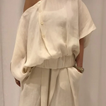 Irregularity Loose Hollow Solid Color Cold Shoulder Blouses&Shirts Tops