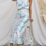 Love In The Garden Floral Halter Neck Elastic Waist Maxi Dress