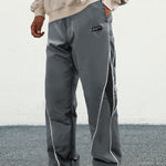 KZZ Men's Letter Patchwork Side Stripe Drawstring Waist Pants