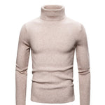 KZZ Fall Outfits Men's Knitted Ribbed Turtleneck/High Neck Slim Fit Basic Sweater