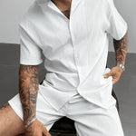 KZZ Men's Plus-Size Streetwear Two-Piece Set