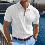 KZZ Men's Knitted Short-Sleeve Polo Shirt