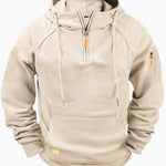 KZZ Men's Regular Fit Patched Pocket Drawstring Hoodie
