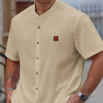 KZZ Plus Size Solid Color Short-Sleeve Button-Up Shirt