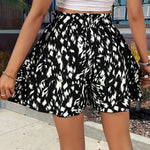 Printed Wide-Leg Drawstring Shorts — Stylish & Elegant Vacation Beach Skort
