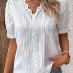 Women's Stylish Cutout Short-Sleeve Shirt