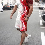 KZZ Stylish Regular-Fit Crew-Neck T-Shirt and Drawstring Pocket Shorts
