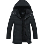 KZZ Men's mid-length hooded down jacket with simple design
