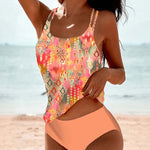 Phoebe | Printed Orange Tankini