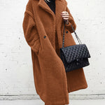 Loose Lamb-wool Coat Teddy Fur Lapel Mid-length Plush Coat