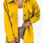 Solid color shirt and loose woolen coat