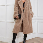Faux Fur Coat Women's Long Lambswool Cardigan Coat