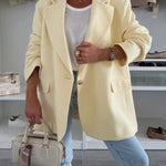 Solid Color Casual Lapel Long Sleeve Oversized Blazer
