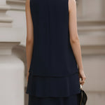 Sleeveless Tiered Chiffon Shift Dress