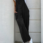 Overalls Jumpsuits Plain Casual Loose Long Bib Harem Pants Rompers with Pocket