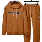 KZZ Two-piece Set Men's Tree Graphic Hoodie & Drawstring Waist Sweatpants