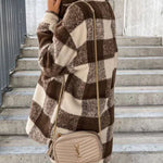 Plaid Pattern Mid-length Button-up Shirt Jacket
