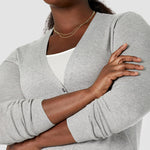 Long Sleeve Choker Top Lightweight Vee Cardigan Sweater